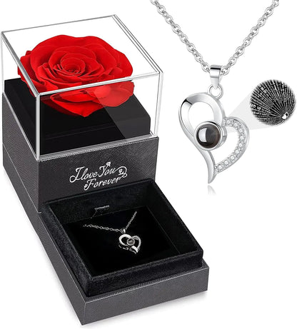 Enchanted Elegance preserved Real Rose and I Love You Necklace